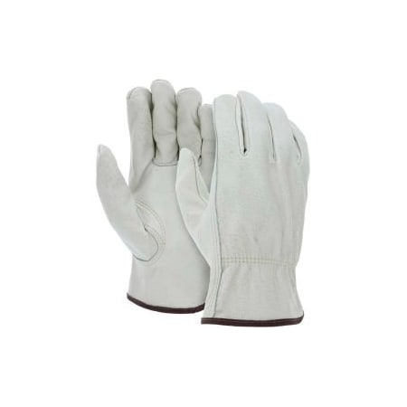 Mcr Safety Work Gloves, Leather, Slip-On - Open, Keystone Thumb, Green, M 3215M